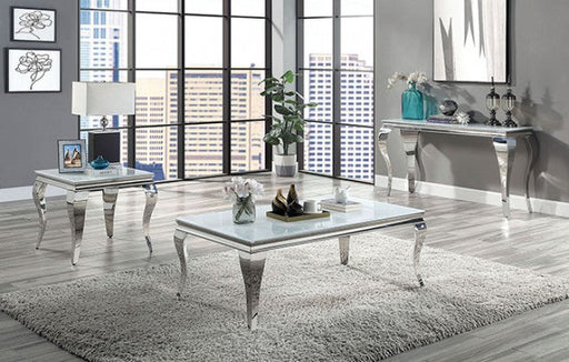 Wetzikon White/Silver Sofa Table - CM4903WH-S-TABLE