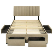 Wheatland 4-drawer Upholstered Full Storage Bed Light Brown - 316010F