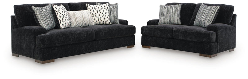 Whitmore Manor Sofa and Loveseat in Black Pearl - PKG024775