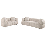 Whitney 2-Piece Contemporary Channel Tufted Woven Fabric Sofa Set Pebble - 503721-S2