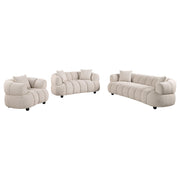 Whitney Contemporary Channel Tufted Woven Fabric Upholstered Sofa Set - 503721-S3