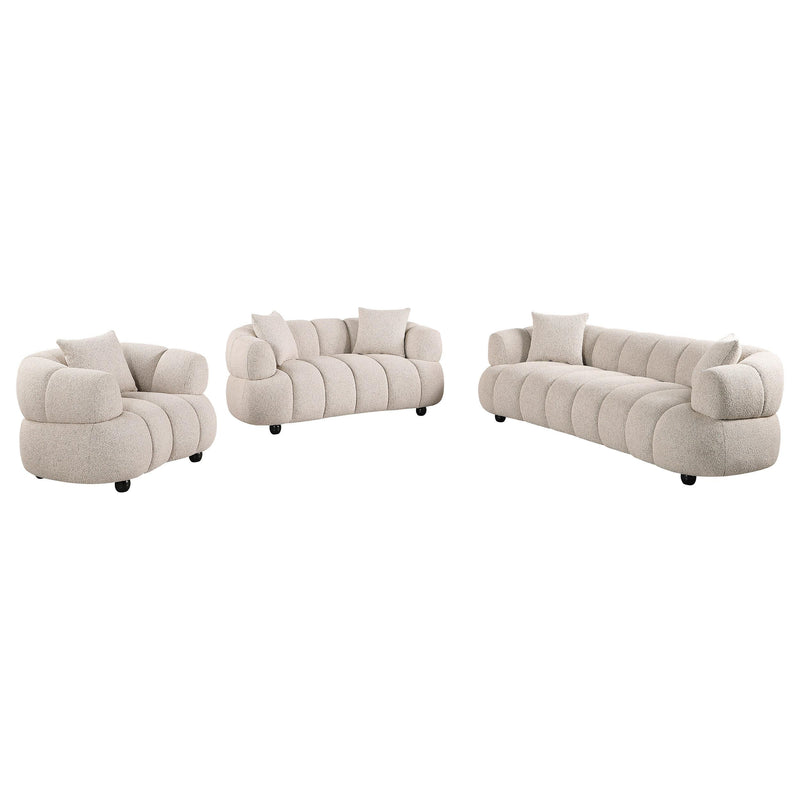 Whitney Contemporary Channel Tufted Woven Fabric Upholstered Sofa Set - 503721-S3