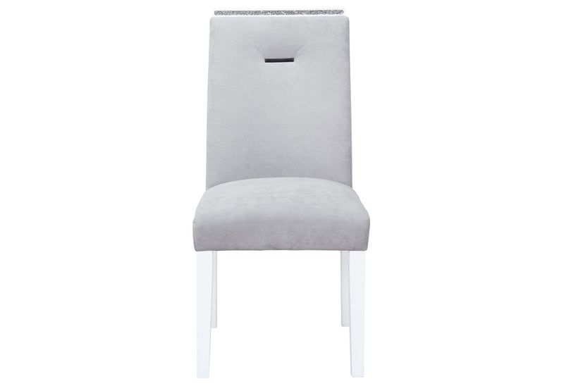 Monaco White Dining Table + 6 Monaco Dining Chair - MONACO-WHITE-DT+MONACO-DC-GRY/WHT-N 7PC