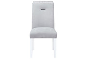 Monaco White Dining Table + 8 Monaco Dining Chair - MONACO-WHITE-DT+MONACO-DC-GRY/WHT-N 9PC