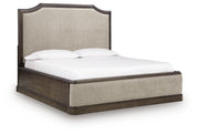 Wickenger Dark Brown King Upholstered Panel Bed - PCB889B8
