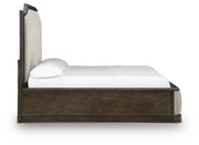 Wickenger Dark Brown King Upholstered Panel Bed - PCB889B8