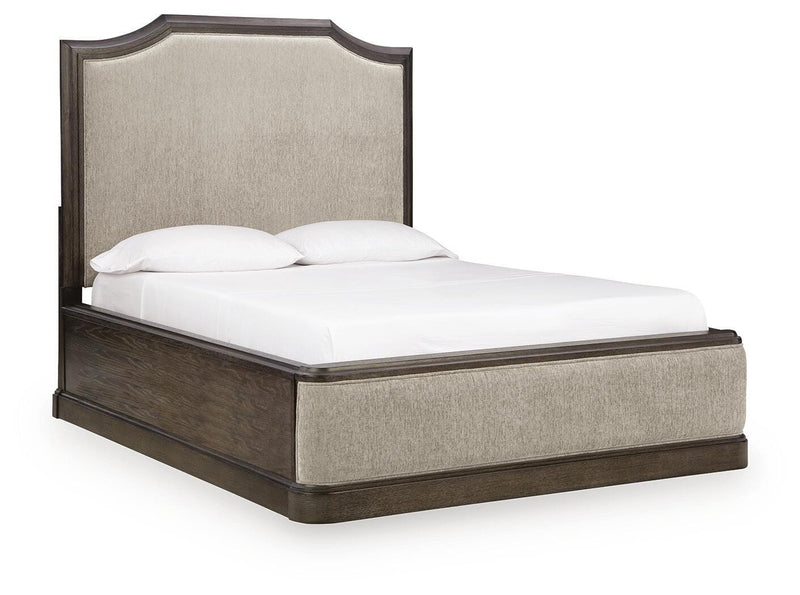 Wickenger Dark Brown Queen Upholstered Panel Bed - PCB889B2