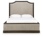 Wickenger Dark Brown Queen Upholstered Panel Bed - PCB889B2