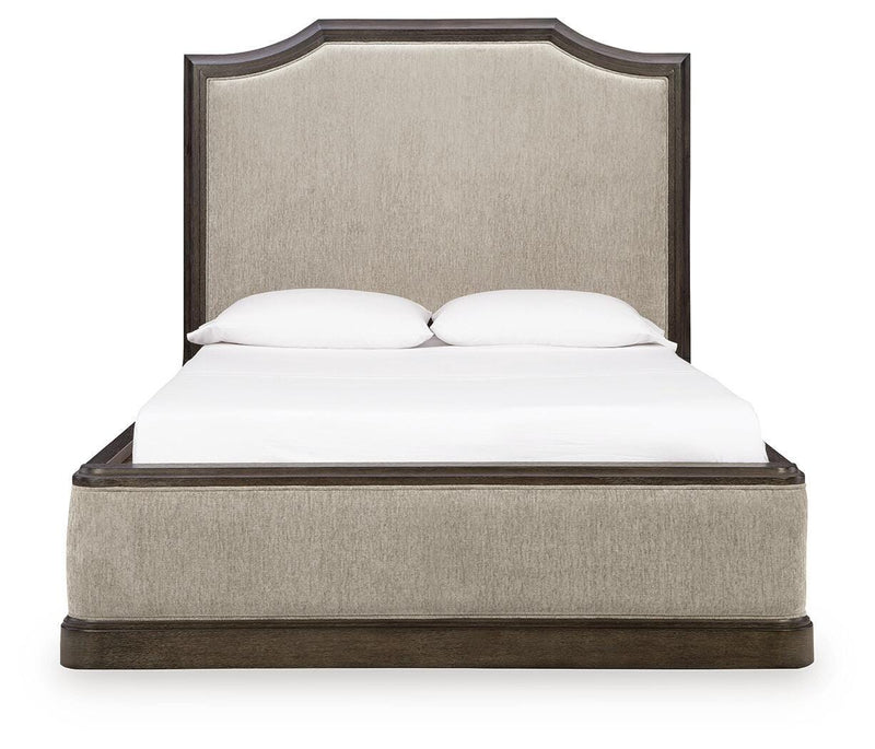 Wickenger Dark Brown Queen Upholstered Panel Bed - PCB889B2