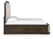 Wickenger Dark Brown Queen Upholstered Panel Bed - PCB889B2