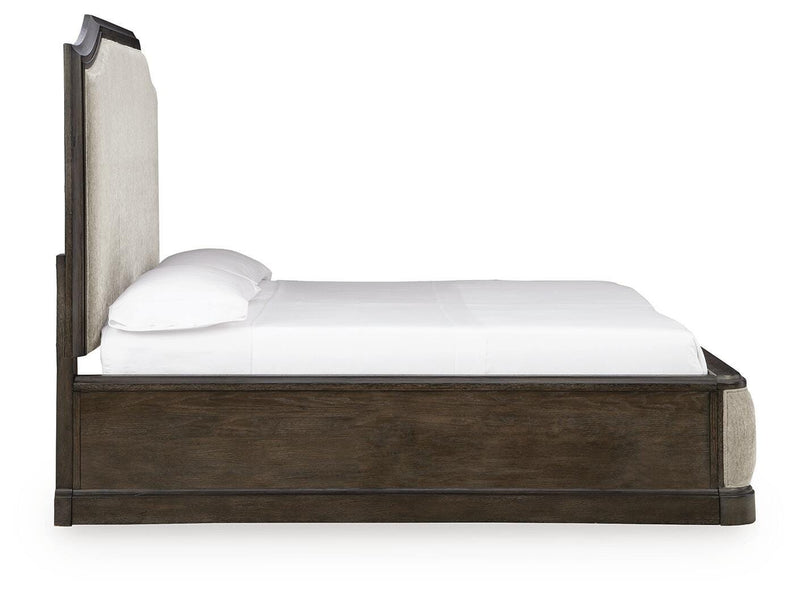 Wickenger Dark Brown Queen Upholstered Panel Bed - PCB889B2