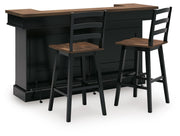 Wildenauer Bar and 2 Bar Height Barstools in Brown/Black - PKG025378