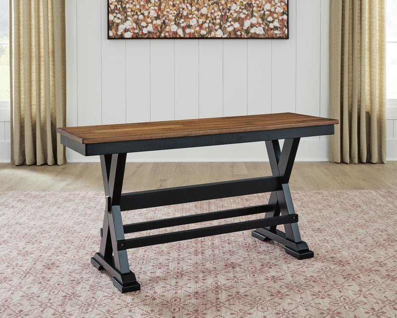 Wildenauer Brown/Black 48" Counter Height Bench - D634-09