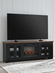 Wildenauer Brown/Black 76" TV Stand with Electric Fireplace - W664W1
