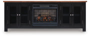 Wildenauer Brown/Black 76" TV Stand with Electric Fireplace - W664W1