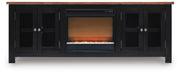 Wildenauer Brown/Black 76" TV Stand with Electric Fireplace - W664W2