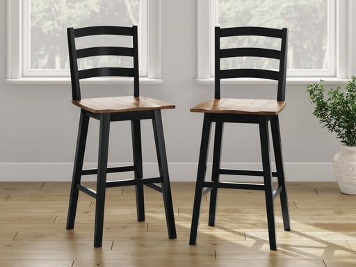 Wildenauer Brown/Black Bar Height Bar Stool, Set of 2 - D634-230