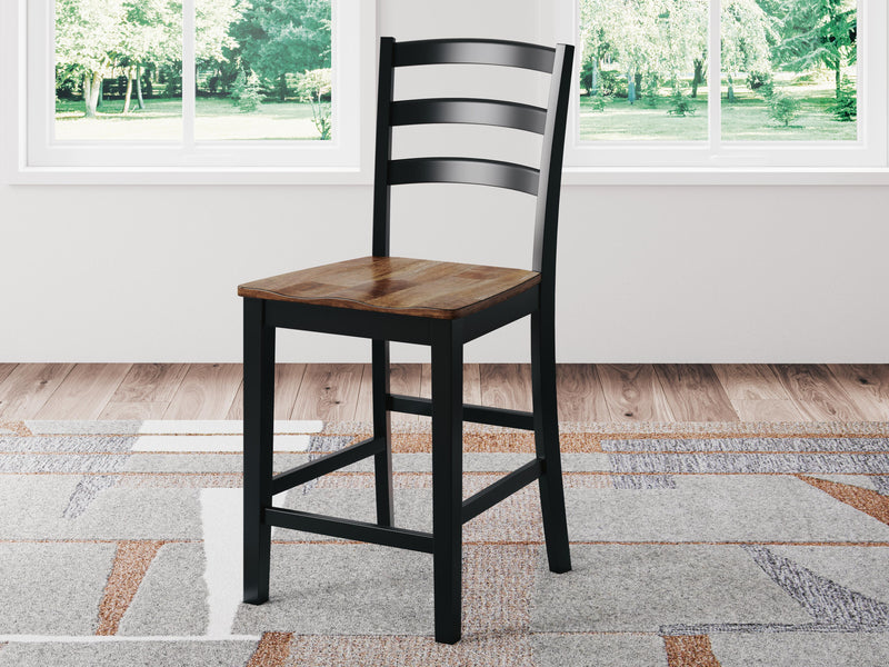 Wildenauer Brown/Black Counter Height Barstool, Set of 2 - D634-124