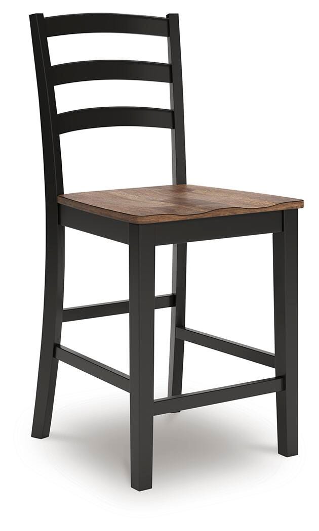 Wildenauer Brown/Black Counter Height Barstool, Set of 2 - D634-124