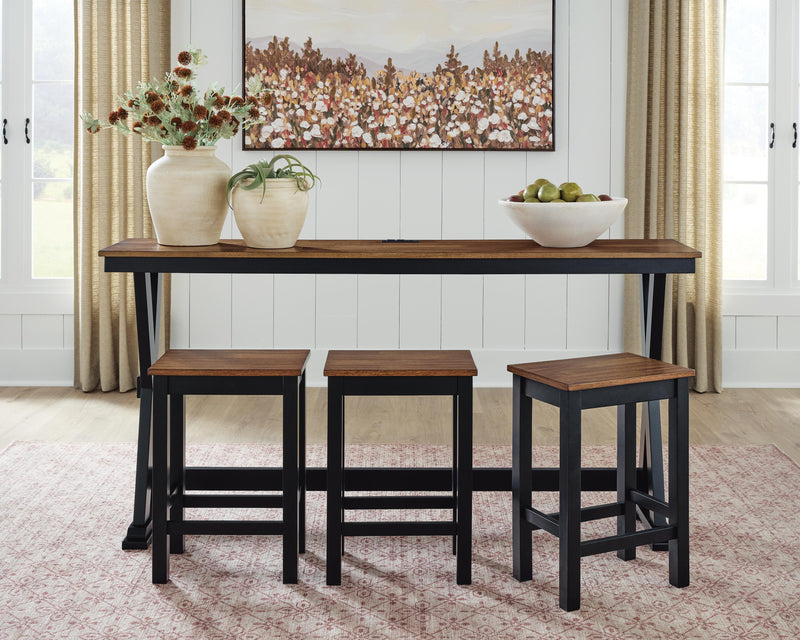 Wildenauer Brown/Black Counter Height Dining Table and 3 Barstools Set - D634-113