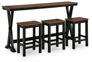 Wildenauer Brown/Black Counter Height Dining Table and 3 Barstools Set - D634-113