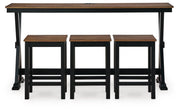 Wildenauer Brown/Black Counter Height Dining Table and 3 Barstools Set - D634-113
