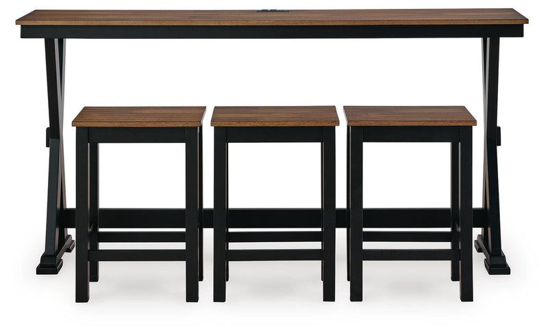 Wildenauer Brown/Black Counter Height Dining Table and 3 Barstools Set - D634-113