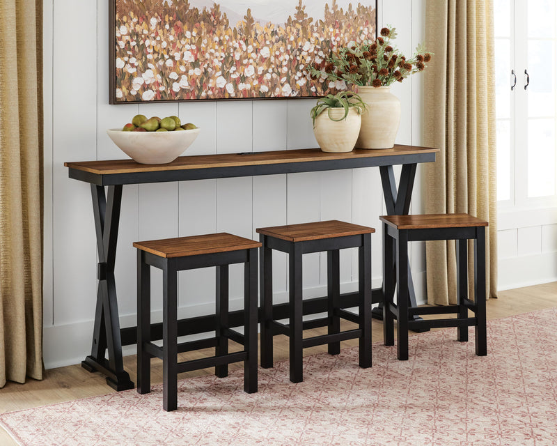 Wildenauer Brown/Black Counter Height Dining Table and 3 Barstools Set - D634-113