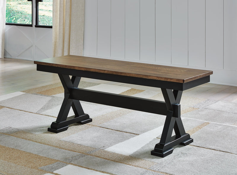 Wildenauer Brown/Black Dining Table, 2 Chairs and 2 Benches - D634D7