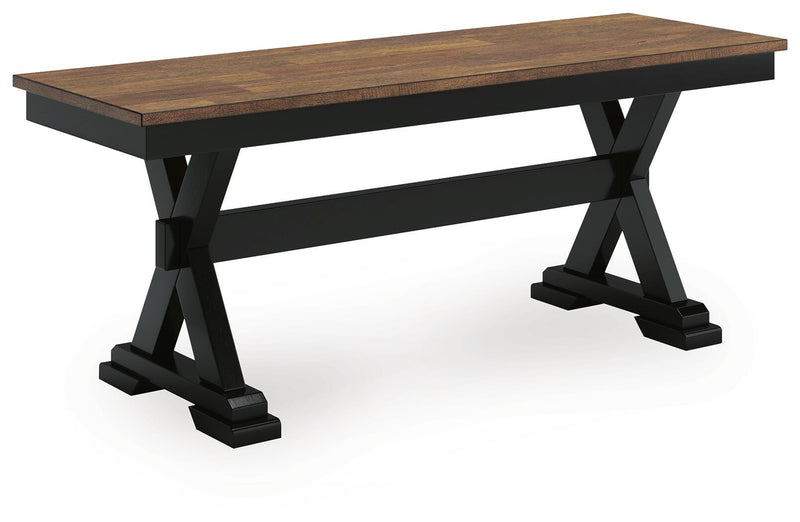 Wildenauer Brown/Black Dining Table, 2 Chairs and 2 Benches - D634D7