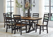 Wildenauer Brown/Black Dining Table and 6 Chairs - Gate FurnitureDining Room Set
