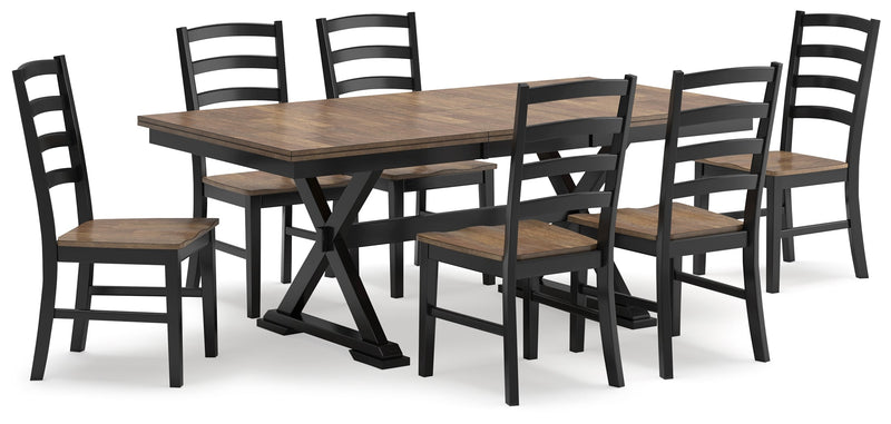 Wildenauer Brown/Black Dining Table and 6 Chairs - Gate FurnitureDining Room Set