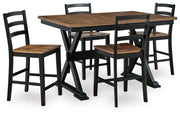 Wildenauer Counter Height Extension Dining Table and 4 Barstools - D634D9