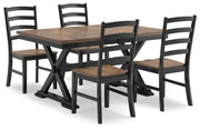 Wildenauer Dining Table and 4 Chairs in Brown/Black from Ashley - Luna Furniture