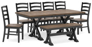 Wildenauer Dining Table and 6 Chairs and Bench in Brown/Black from Ashley - Luna Furniture