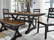 Wildenauer Dining Table and 6 Chairs and Bench in Brown/Black from Ashley - Luna Furniture