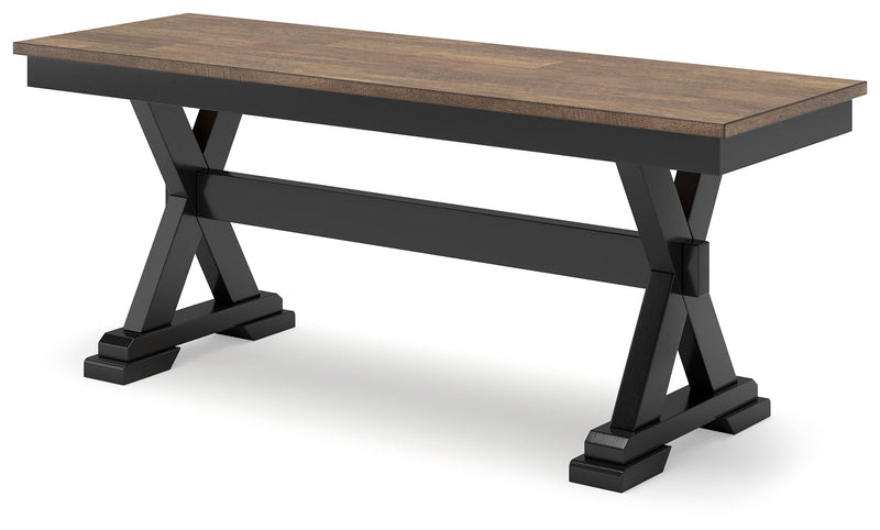Wildenauer Dining Table and 6 Chairs and Bench in Brown/Black from Ashley - Luna Furniture