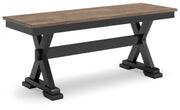 Wildenauer Dining Table and 6 Chairs and Bench in Brown/Black from Ashley - Luna Furniture