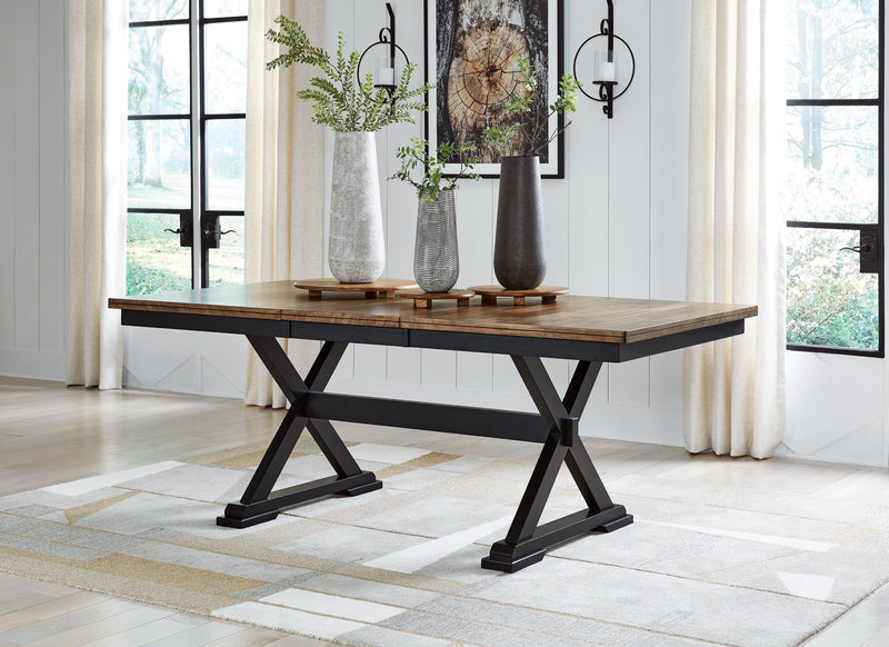 Wildenauer Dining Table and 6 Chairs in Brown/Black from Ashley - Luna Furniture