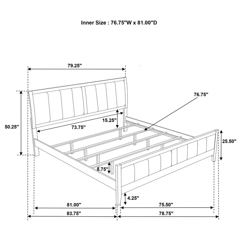Wilkes 51-inch Upholstered Eastern King Bed Dark Cocoa - 224421KE