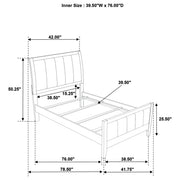 Wilkes 51-inch Upholstered Twin Bed Dark Cocoa - 224421T