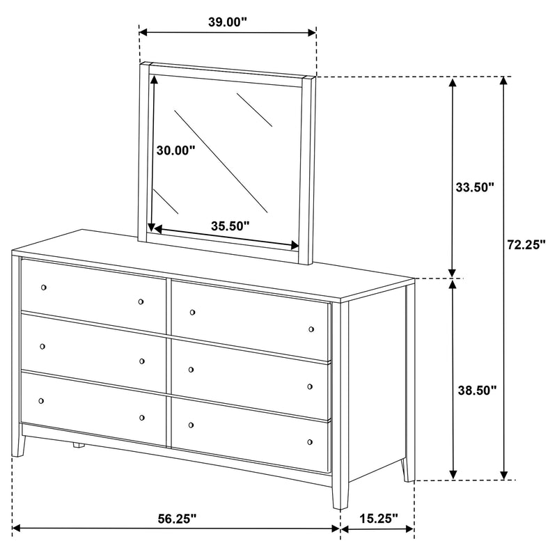 Wilkes 6-drawer Dresser and Mirror Dark Cocoa - 224423M
