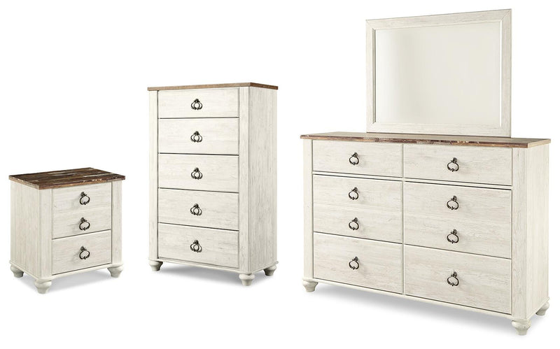 Willowton Dresser, Mirror, Chest and Nightstand - B267B76