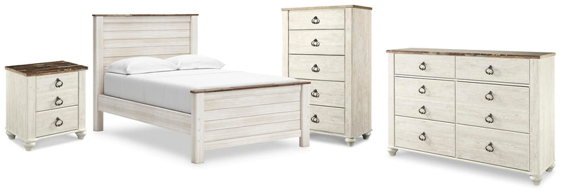 Willowton Full Panel Bed, Dresser, Chest and Nightstand - B267B73
