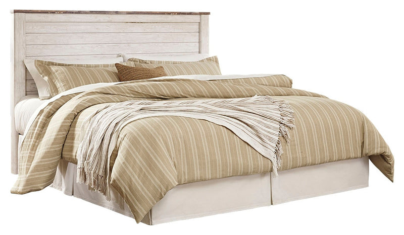 Willowton King/California King Panel Headboard Bed with Dresser in Whitewash from Ashley - Luna Furniture