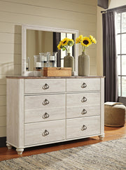 Willowton King Panel Bed, Dresser, Mirror, Chest and Nightstand - B267B68