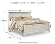 Willowton King Panel Bed, Dresser, Mirror, Chest and Nightstand - B267B68