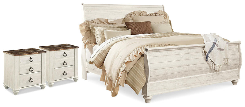 Willowton King Sleigh Bed and 2 Nightstands - B267B78