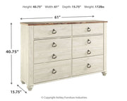 Willowton Queen Panel Bed with Dresser in Whitewash - PKG004300