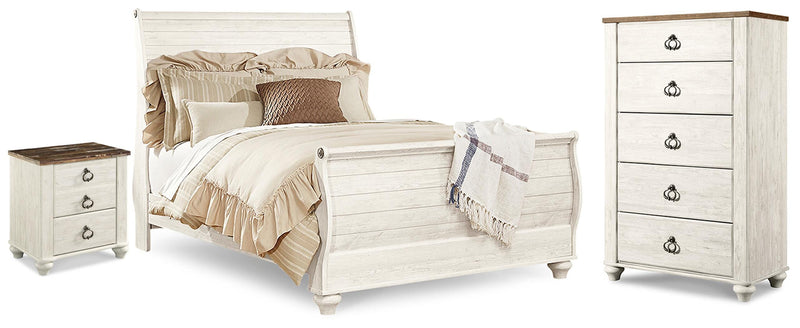 Willowton Queen Sleigh Bed, Chest and Nightstand - B267B77